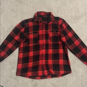 (Large) Classic Red and Black Plaid Men's Flannel Shirt